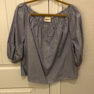 Maeve striped light blue Off-Shoulder Blouse